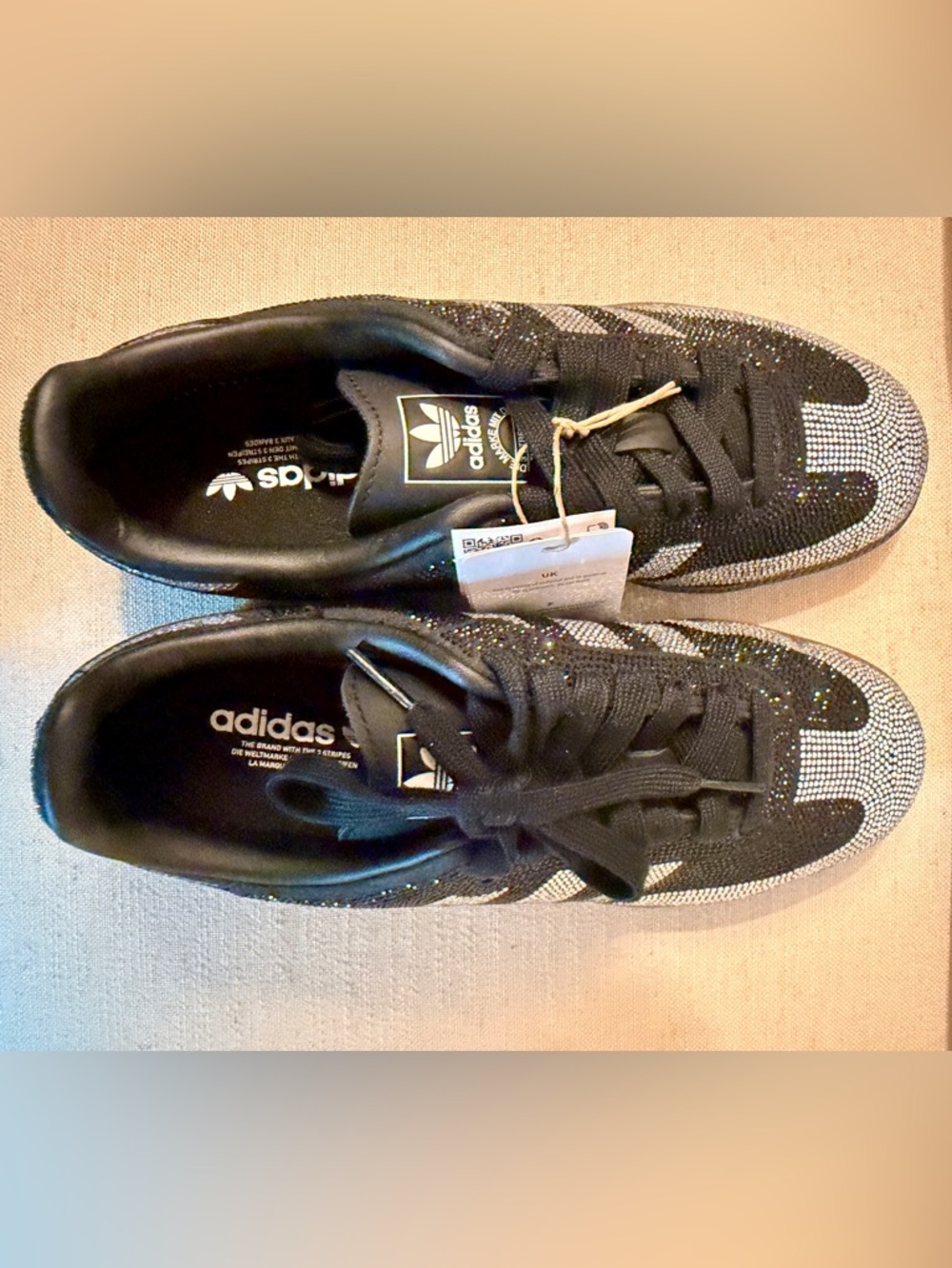 adidas Black Sneakers with Silver Crystal Accents